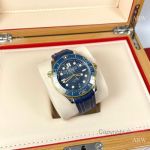 High Quality Replica OMEGA Seamaster 300 Different Straps (316 Stainless Steel/Silicone) Blue Wavy Ceramic Face Dial Blue Ceramic Bezel Stainless Steel Case Watch 42mm